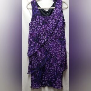 Sleeveless Purple Layered Chiffon Midi Dress